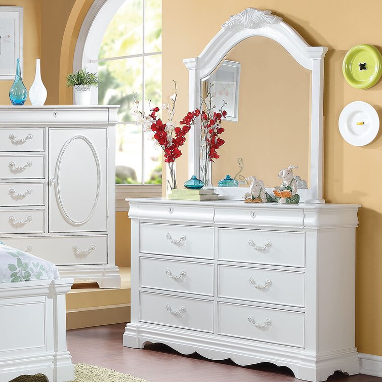 Childrens white store dresser with mirror